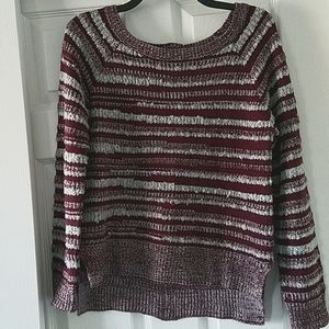 High-low, over the shoulder pullover sweater